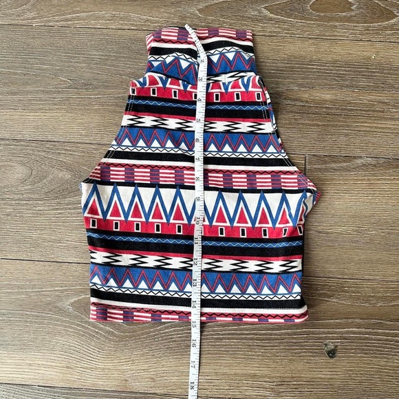 American Apparel Red, White and Blue Turtleneck Crop Top - Picture 4 of 5
